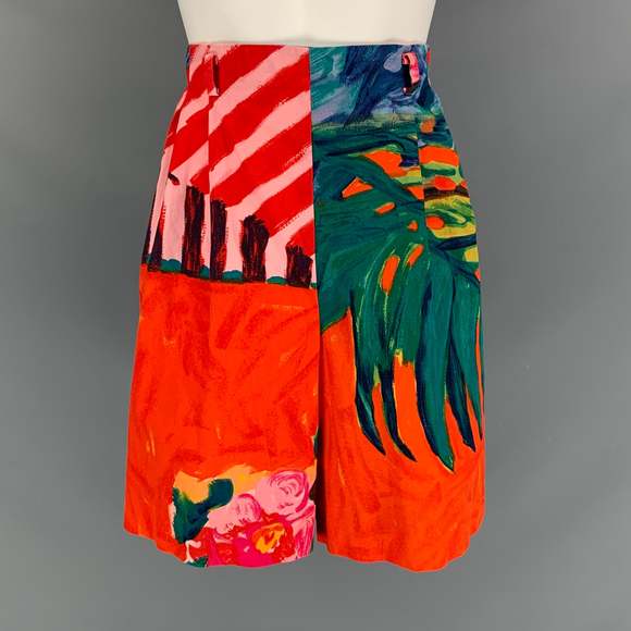 RALPH LAUREN Pants - RALPH LAUREN Multi-Color Cotton Watercolor High Waisted Shorts